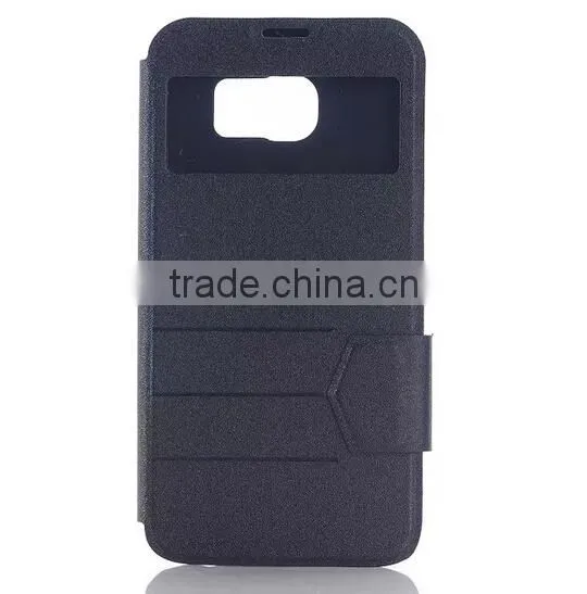 Factory Wholesale Flip Stand Window PU Leather Case For Samsung Galaxy S6
