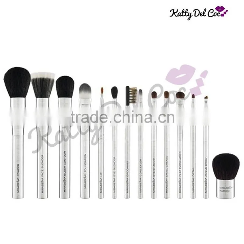 hottest 14PCS silver makeup brush shaving brush powder brush Goat hair