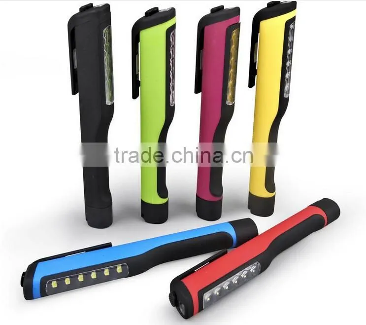 6 LED Mini Inspection Light Lamp Pocket Pen Work Torch Flashlight