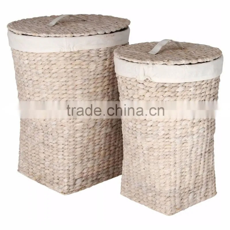 High quality best selling 2016 water hyacinth round coloful storage basket with cap