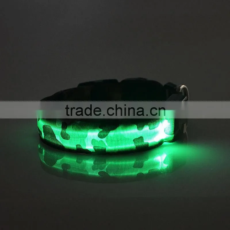Wholesale Charming Flashing Collar Camouflage Cloth Retracable Buckle for dog collar