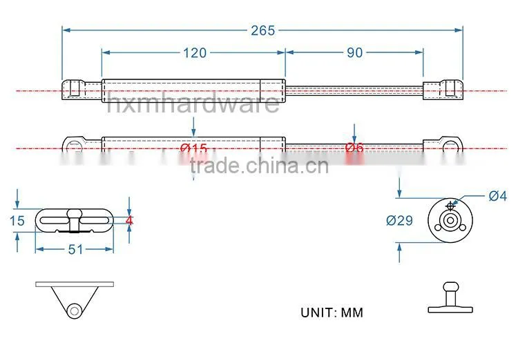 gas spring from China gas spring for cabinet doors boxes HXM1803