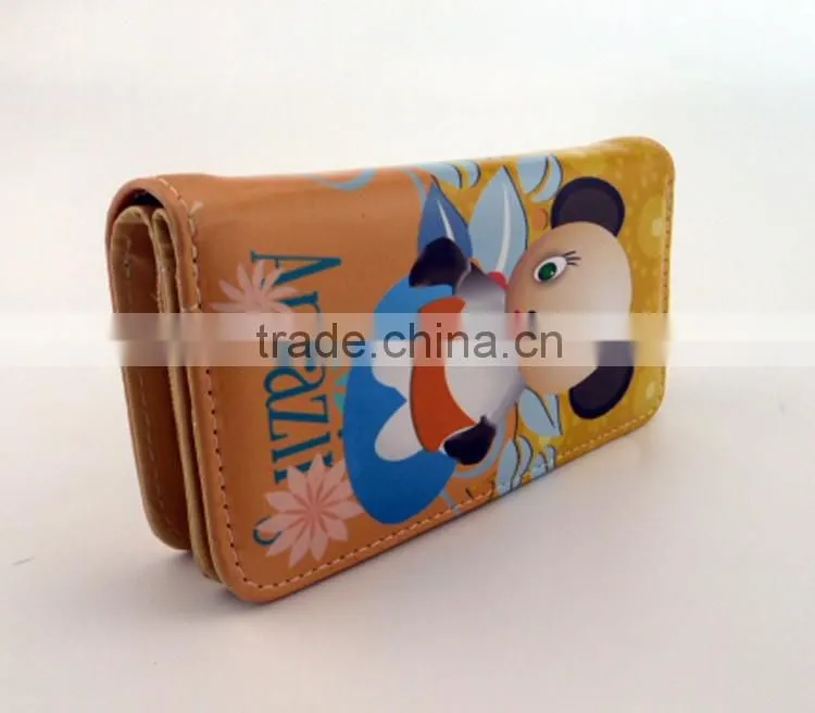 Cartoon pattern purse cute money bag little young girls long wallets with low price