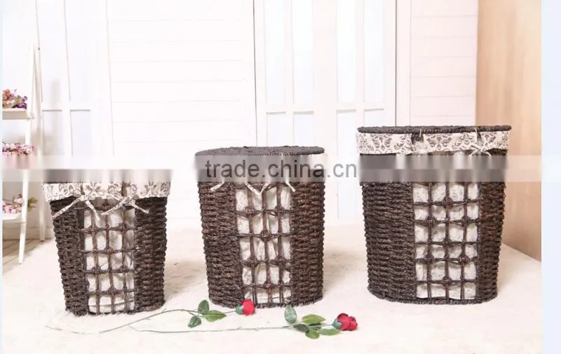 hand woven brown toy and clothes storage basket