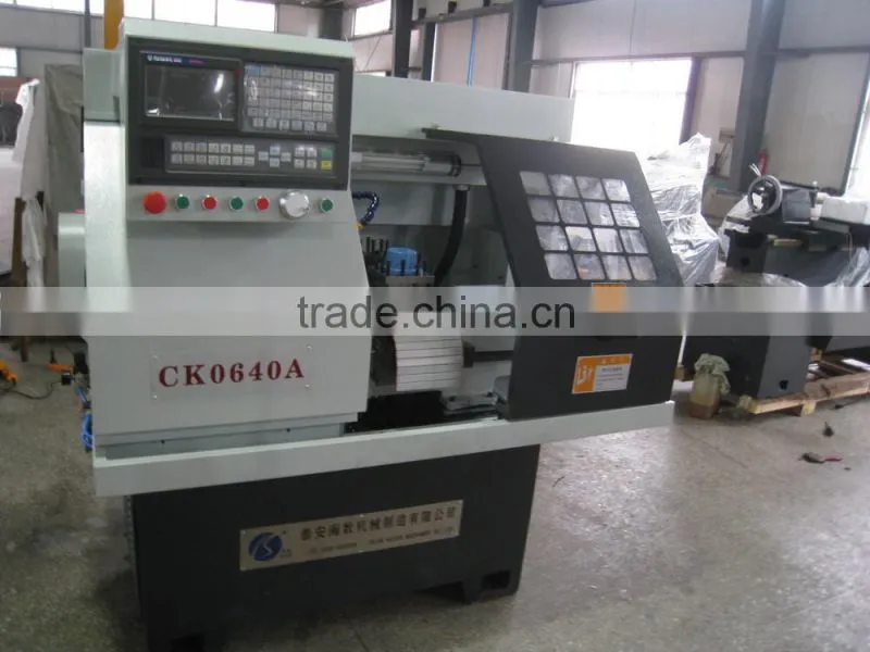 small cnc lathe CK0640A with collet chuck and automatic tool turret