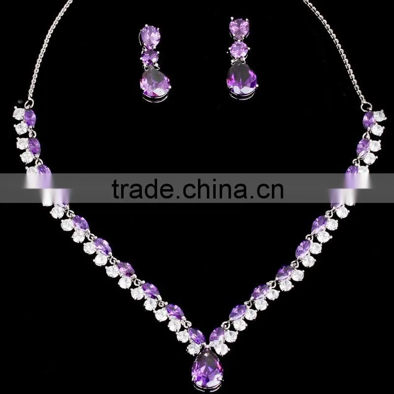 CZ Jewelry Amethyst Crystal Jewelry Set Costume Jewelry Spain