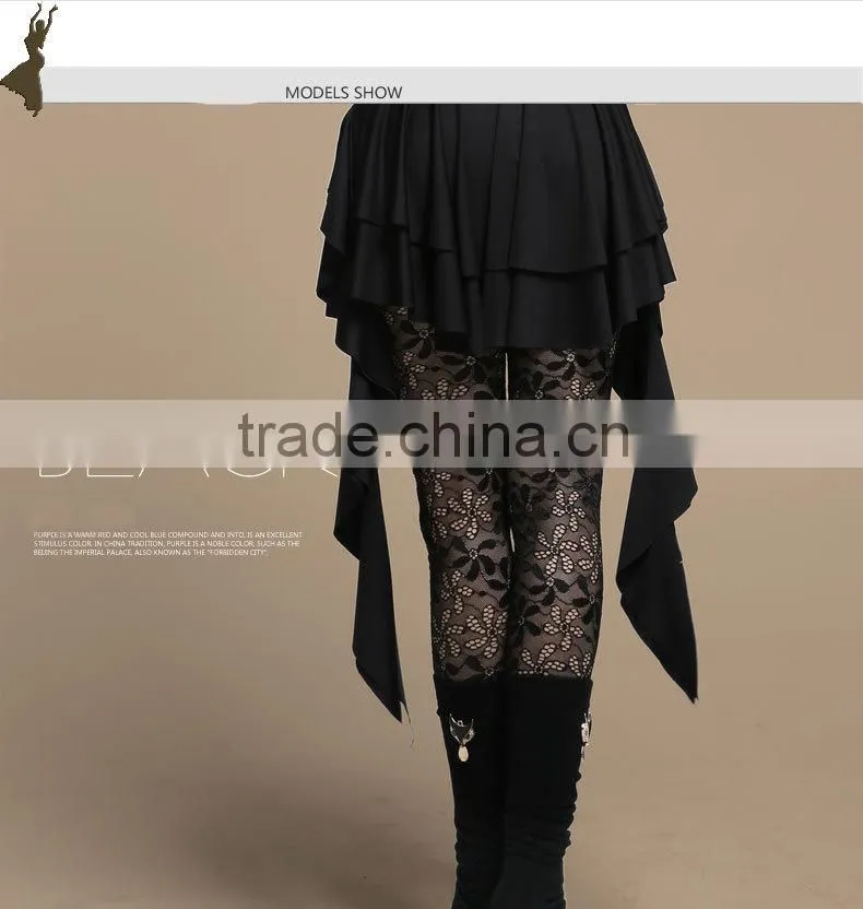 Wuchieal Ladies Sexy Modal and High Elastic Lace Tight Belly Dance Pants