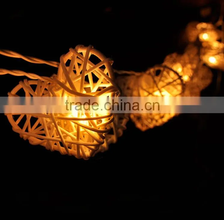3.4 - 4 meters Handmade Multicolor Heart Design Rattan Balls String Lights For Decorative Holiday, Party, Wedding, Christmas