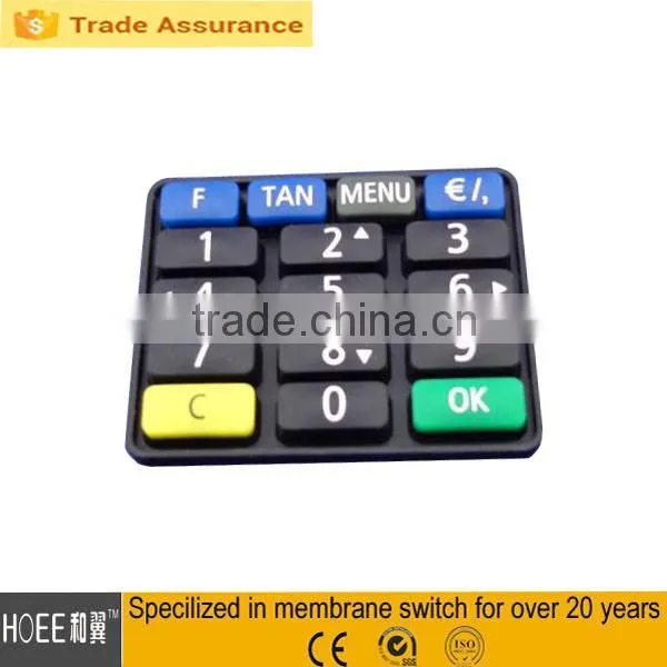 custom design conductive silicone rubber key 4x4 flexible rubber keypad