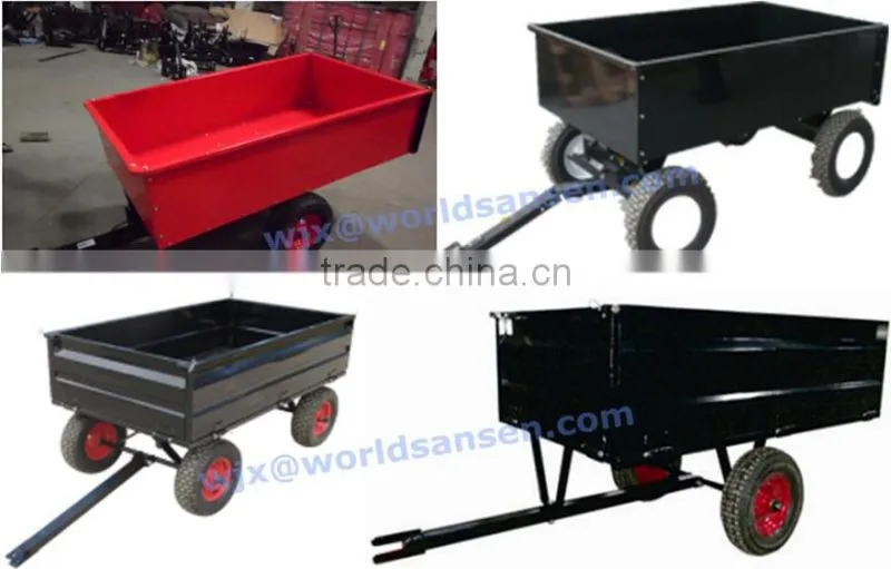 2 wheels tractor dump trailer 1500Lb. Capacity 17cu Utility Dump Trailer for ATV