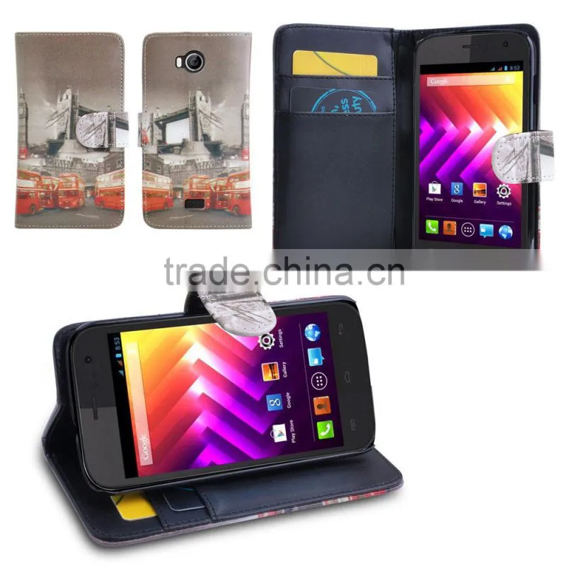 Printing PU Leather Wallet Case For Wiko IGGY