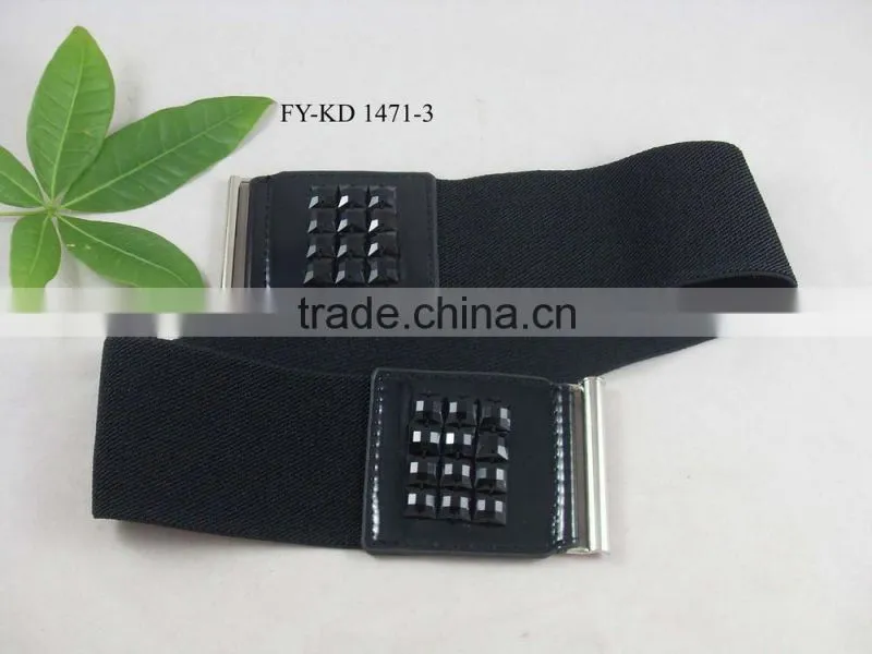 black acryl diamond elastic trouser belt