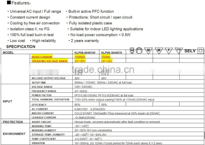 Constant Current Led Power Supply Switching For Led Bulb Driver 30W 700MA
