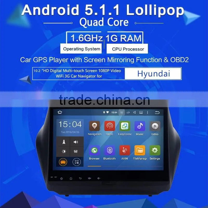 Android 5.1.1 car dvd player GPS ddr3 1gb internal storage for Hyundai IX35 2009 2015