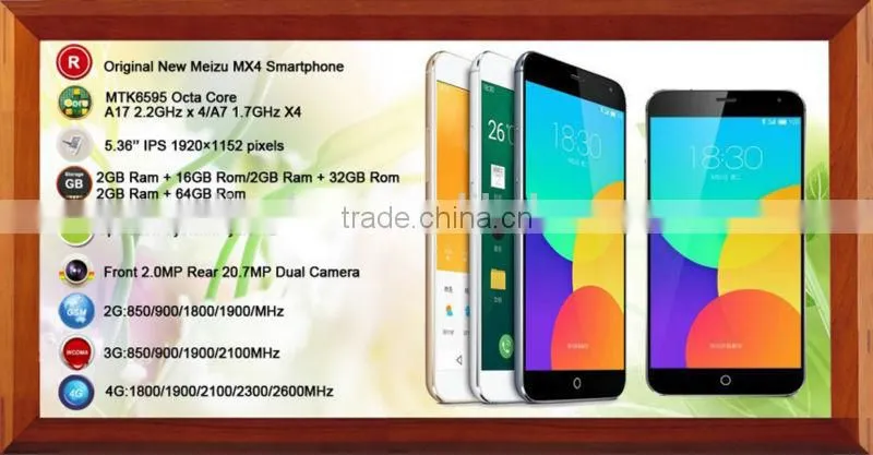 5.36 inch IPS 1920*1152 2G Ram Camera 20MP Battery 3100mAh 4G LTE Smart Phone MTK6595 Octa Core Original Meizu MX4