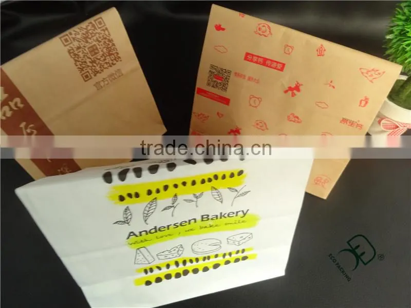 Wholesale price take away food grade kraft paper bag for fast food