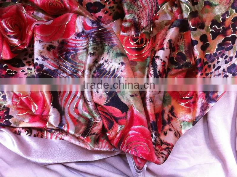 Gold Foil velvet fabric for Dress