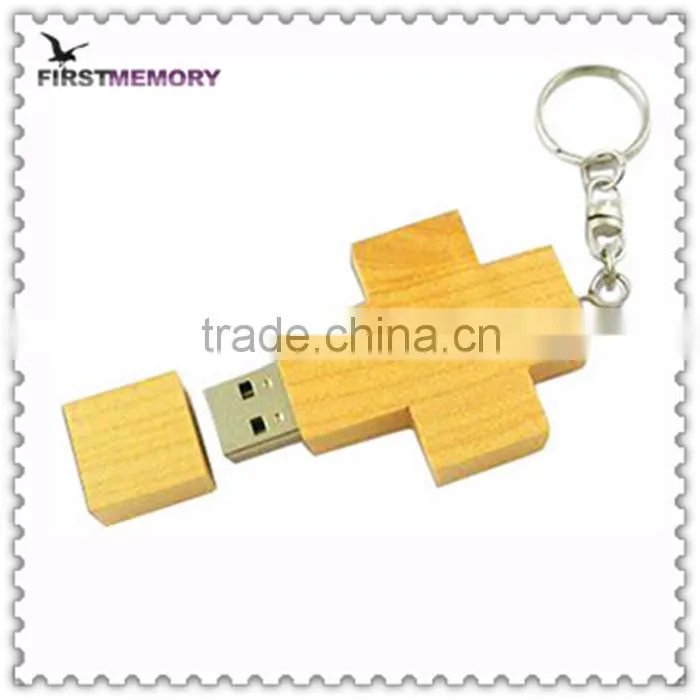 A maple wood Cross thumb usb key drive 2gb 4gb