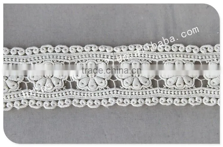 Newest design 8cm width flowers embroidery cotton lace trim wholesale