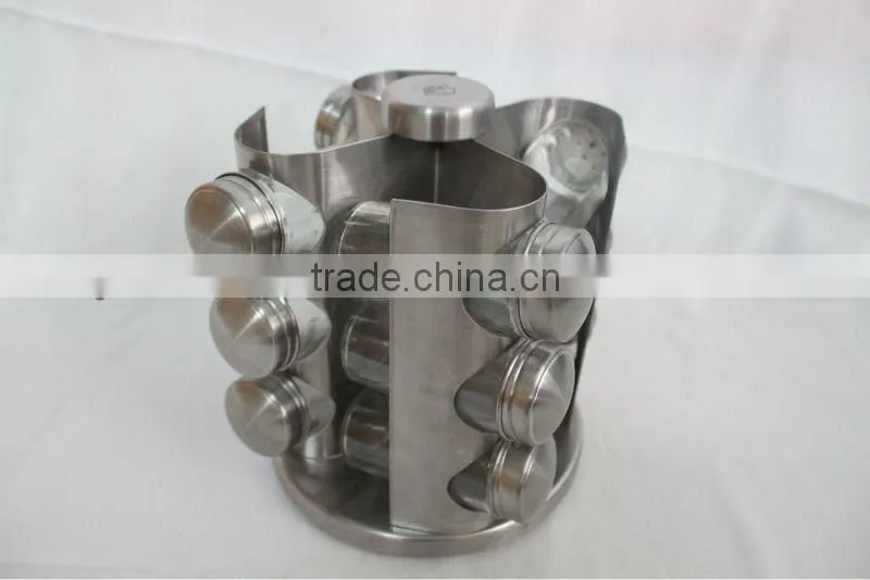 12pcs revolving stand glass bottle spice rack set
