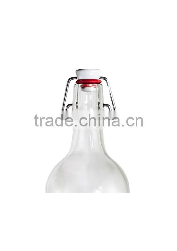 1L Clear Glass Bottle With Swing Top