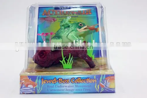 Aquarium Decoration Ornament Frog On Log