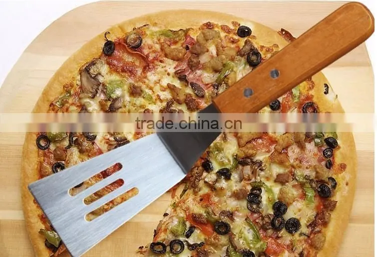 2016 hot selling stainless steel pizza shovel with wood handle pizza scoop