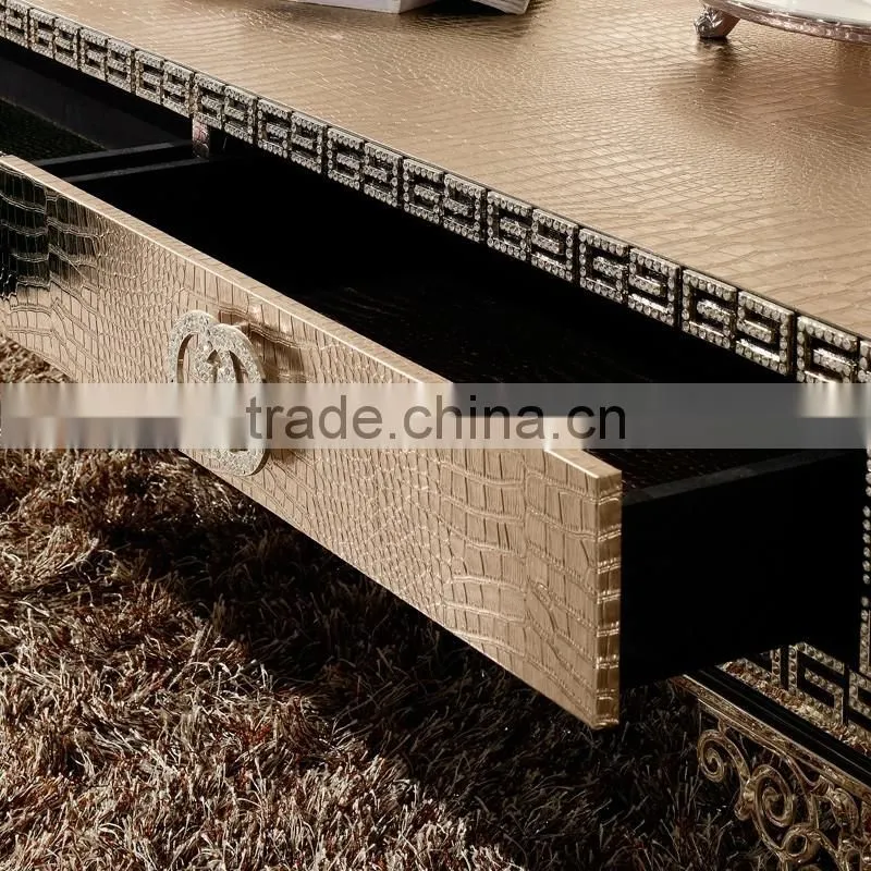 2015 new arrival stainless steel legs pu covering center coffee table