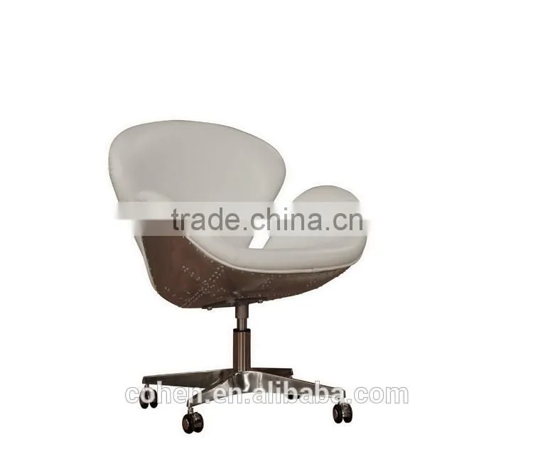 New model genuine leather egg chair with aluminium back coating/swivel bar chair with high back/lounge chair