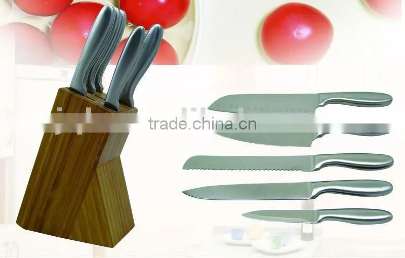 High quality stainless steel kitchen knife set with black acrylic block