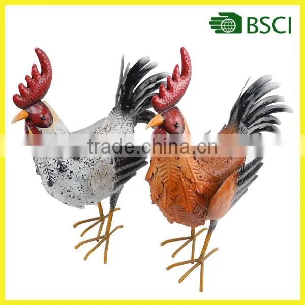 Outdoor Patio Garden ornament rooster feather 40cm Metal Rooster Decore