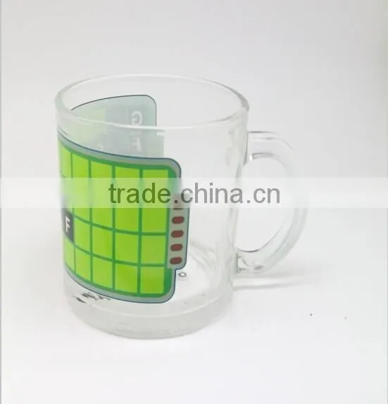 food grade FDA passed glass coffee cup with customized design