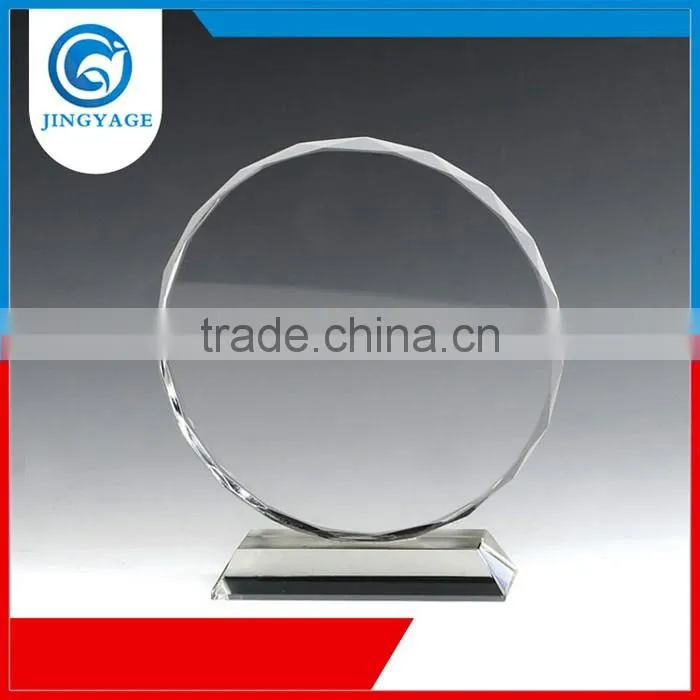Jingyage Over 15 years experience hot promotional souvenir round cut classic crystal trophy award plaque