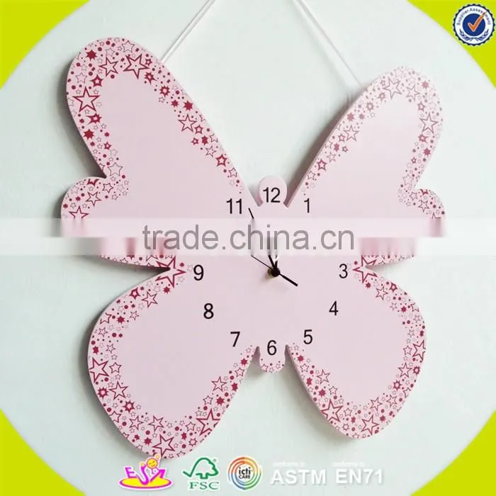 2017 wholesale cartoon wooden kids room clock new design wooden kids room clock best wooden kids room clock W09D025