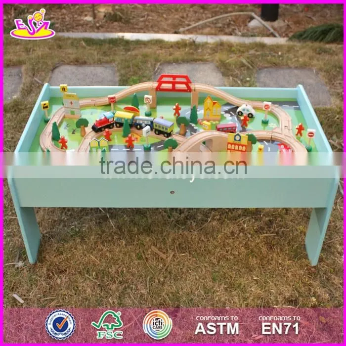 2017 New design funny activity toys wooden kids train table W04C071