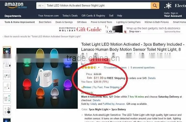 Toilet LED Motion Activated Sensor Night Light