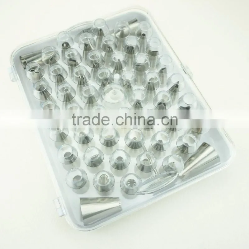42156 52 Pcs 304 Stainless Steel Cake Master Decorating Tip Set, with Hinged Storage Box