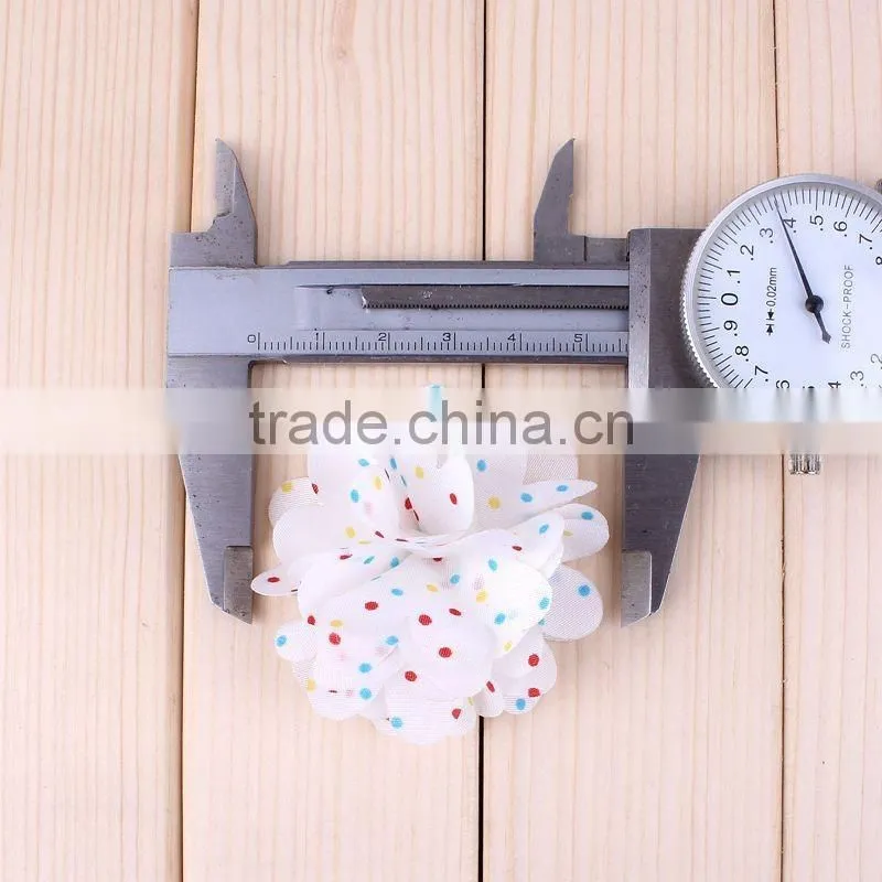 handmade fabric flower clip with dot for kids hair accessories
