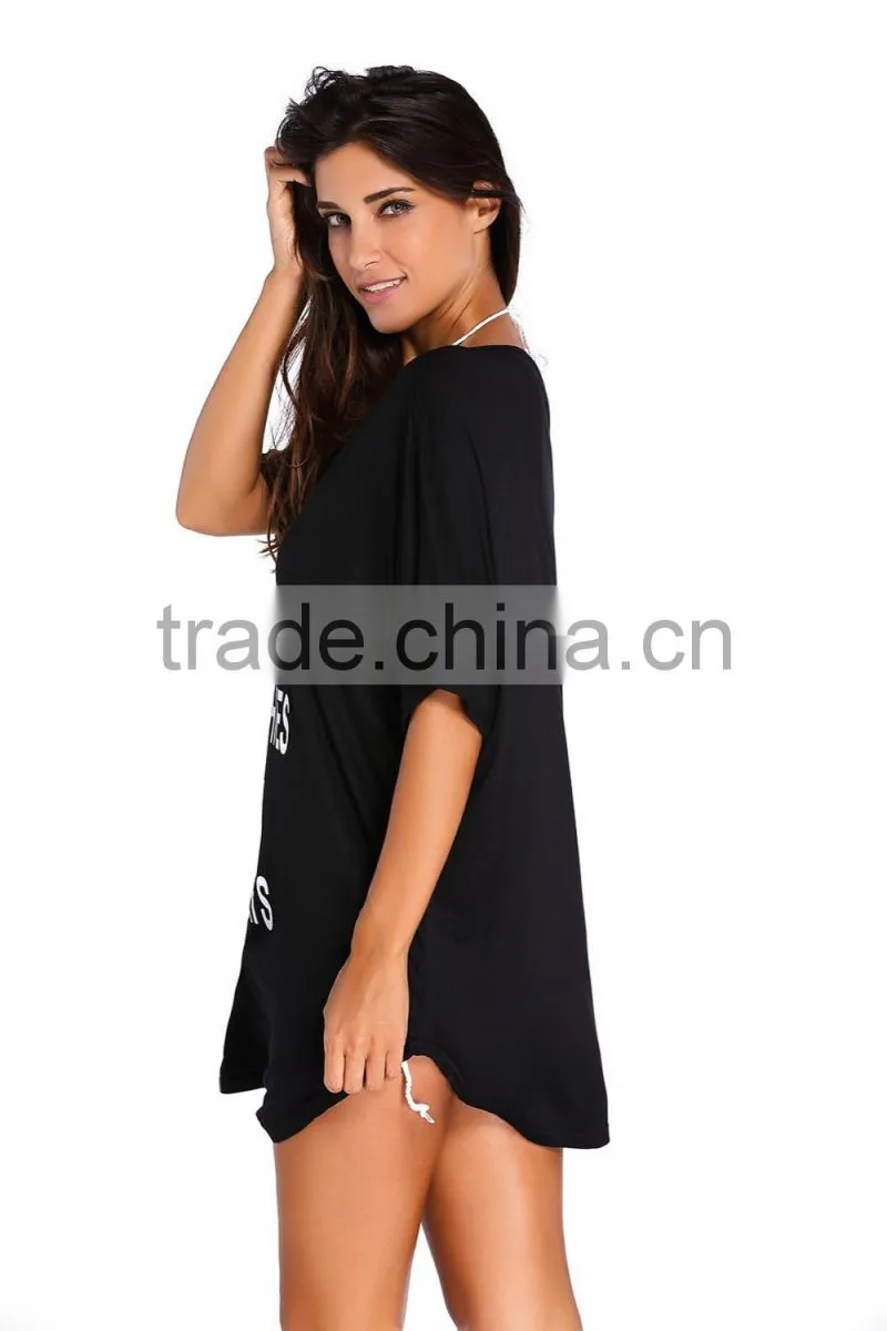 Casual Women Summer Style Letter Print Summer Bathing Suit Cover Up Beach Dress For Swimwear Wholesale Custom