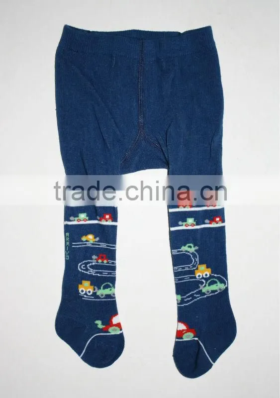 Blue color cartoon infant cotton and nylon tights