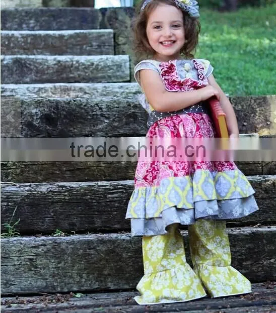 2017 kids boutique clothing sets girl sweet ruffle clothing baby girl cotton dress outfit