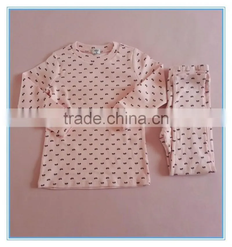 Wholesale OEM Children Gilrs Cotton Underwear Set Long Johns, High Quality Kids Pajamas Clothes for Child