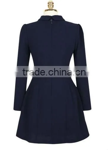 EW1681 Long Sleeves Chiffon Short Skater Dress with Braid