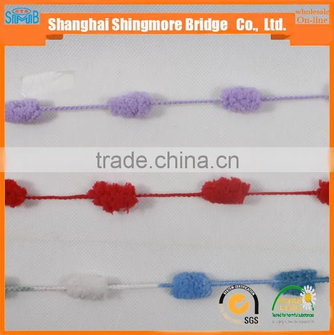 China fancy yarn factory hot wholesale 2016 new fashion yarn pompom yarn for knitting