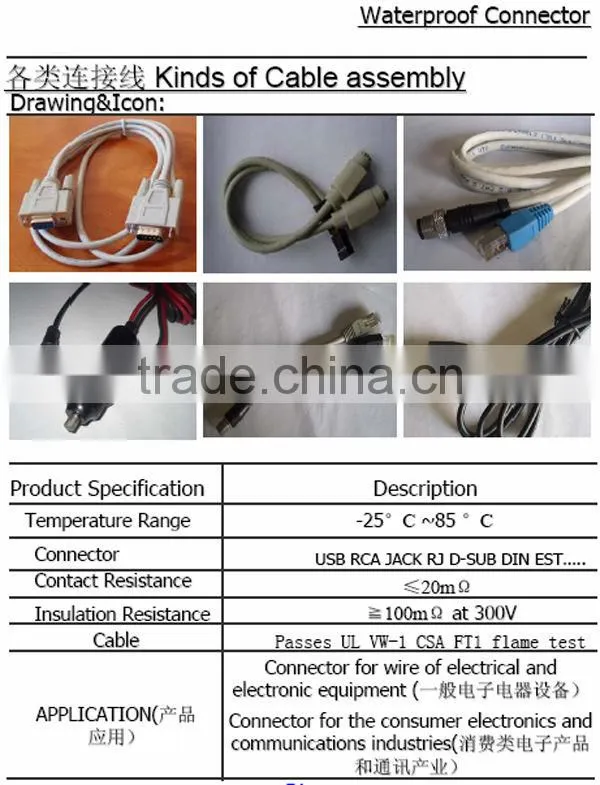 D-SUB 9P/HD15P assembly type straight Waterproof Connector