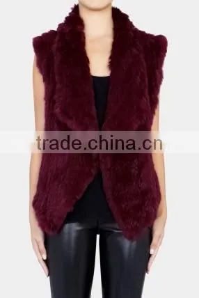 YR827 1*1 knit top quality Fashion design factory quality Ladies rabbit fur gilet