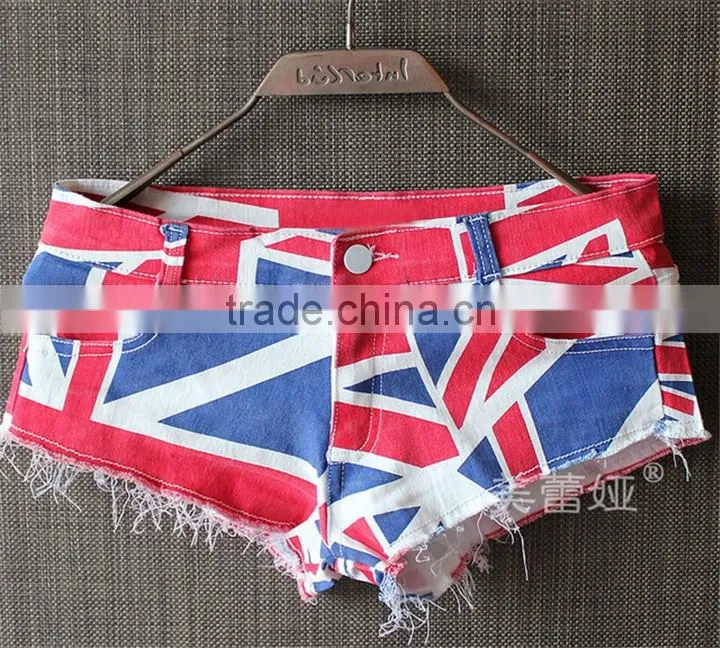 Fashion Flag Prints Women Jeans Summer Shorts