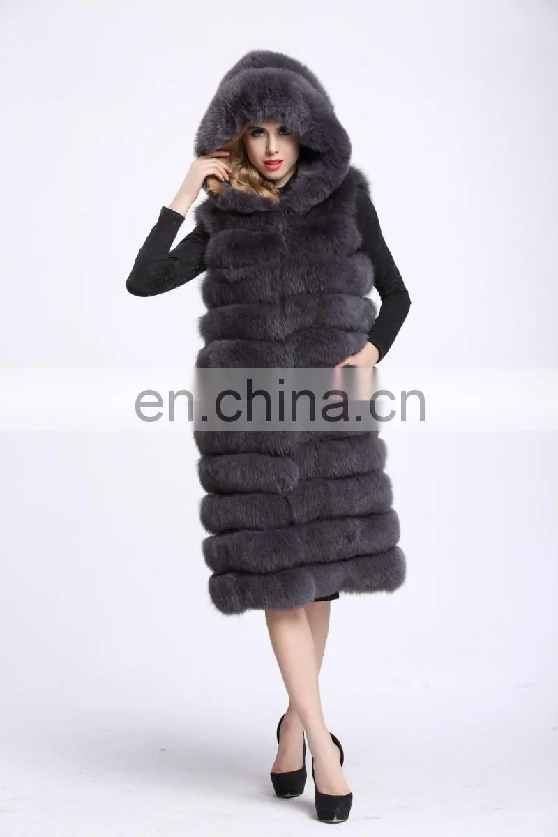 2016 Winter Genuine Fur Vests China Cheap Long Fur Vest Real Fox Fur Vest