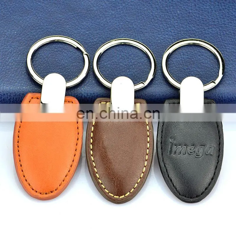 Custom logo metal and leather key chain