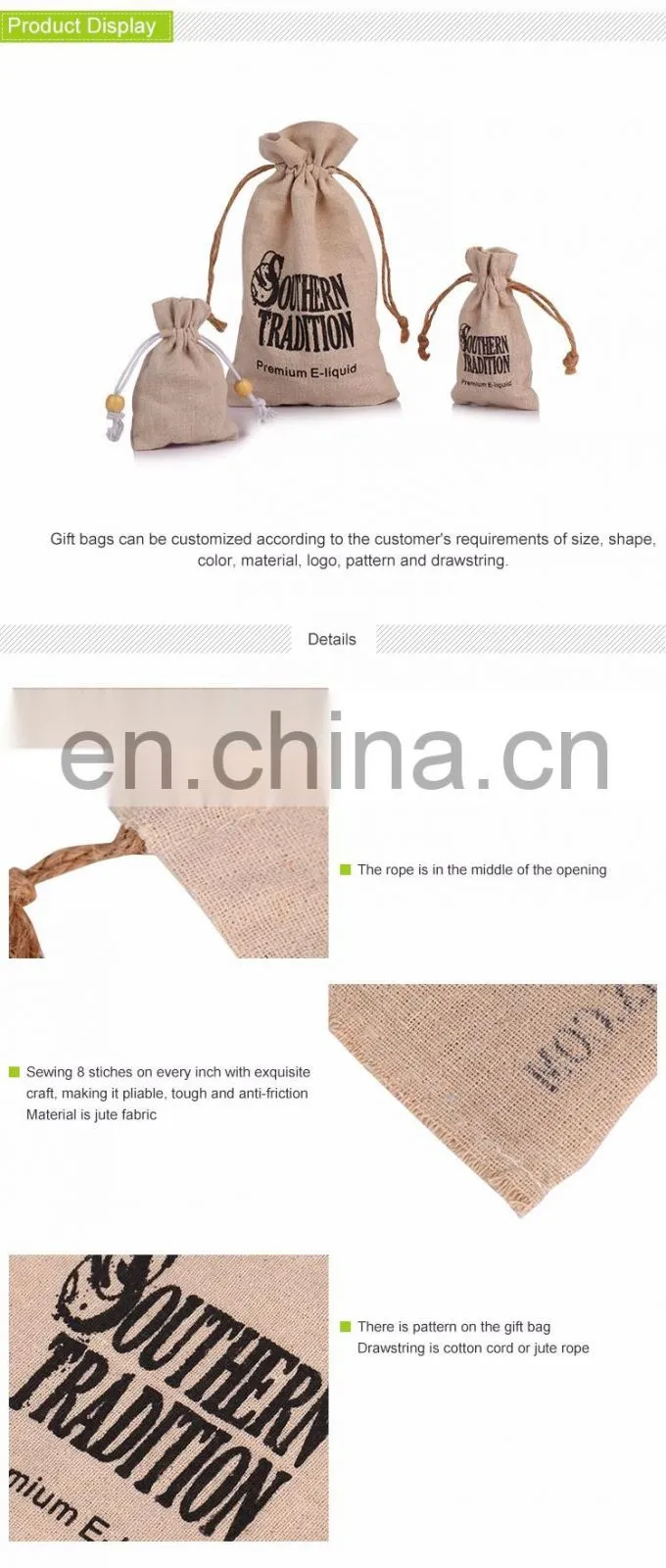 The best jute drawstring bag for packaging online wholesale YJX